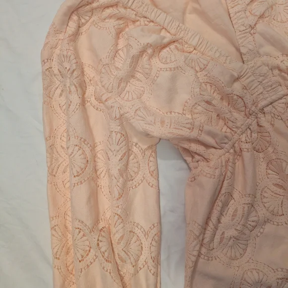 The Drop Women's Long Sleeve Crochet Lace Deep V-Neck Short Romper - Picture 9 of 11